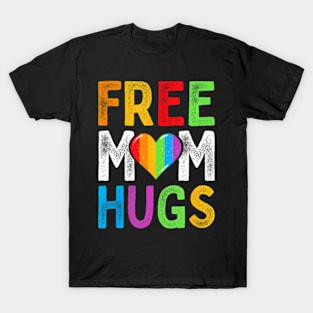 Free Mom Hugs Heart LGBT Ally Pride Month Retro T-Shirt